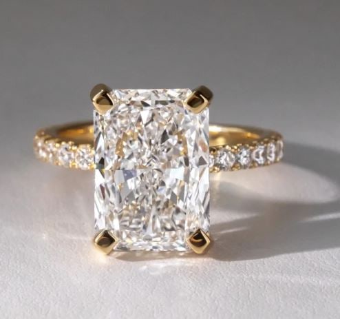 6.00 Carat Radiant Diamond Hidden Halo 14kt Yellow Gold Engagement Ring: 6.00 Carat Radiant Diamond Hidden Halo Yellow Gold Engagement Ring Us 7.00 us Ring Size change available