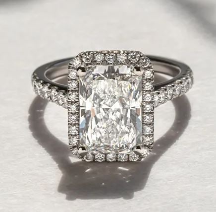 5.20 Carat Radiant Diamond Band Halo Engagement Ring (1 of 3)