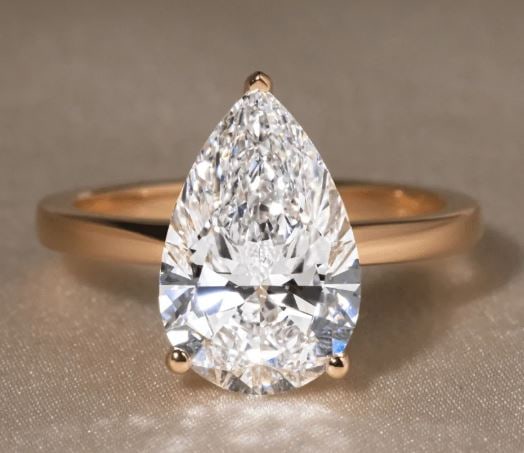 3 Carat Lab Grown Pear Shaped Diamond 14kt Rose Gold Kate Solitaire Hidden Halo Engagement Ring: 3 Carat Lab Grown Pear Shaped Diamond 14kt Rose Gold Kate Solitaire Hidden Halo Engagement Ring Ring Us 7.00 us Ring Size change available