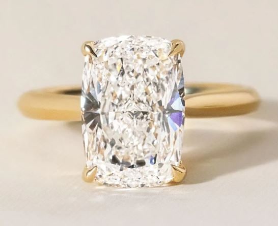 4.20 Carat Elongated Cushion Solitaire 14kt Yellow Gold Engagement Ring (1 of 4)