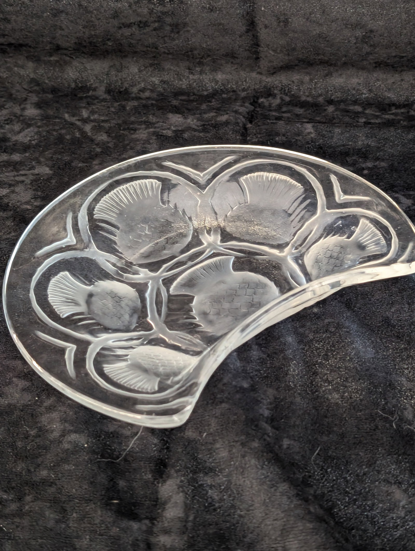 Lalique Thistle Tray Signed Lalique: Lalique Thistle Tray Signed Lalique