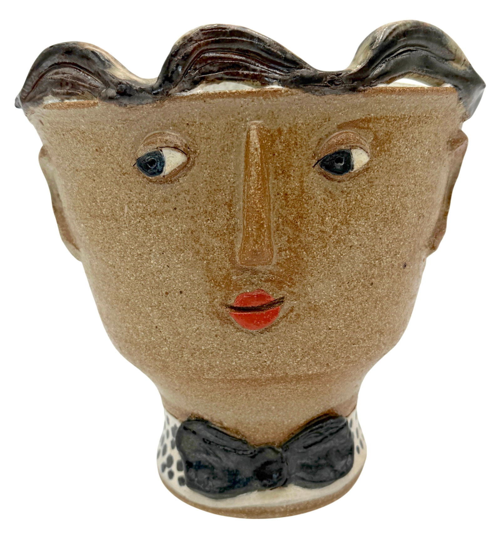 1999 Jeanne Svien Aurelius Signed Clay Bay 6.75 Inch Stoneware Figure Sculpture Folk Art Face Potter (1 of 8)