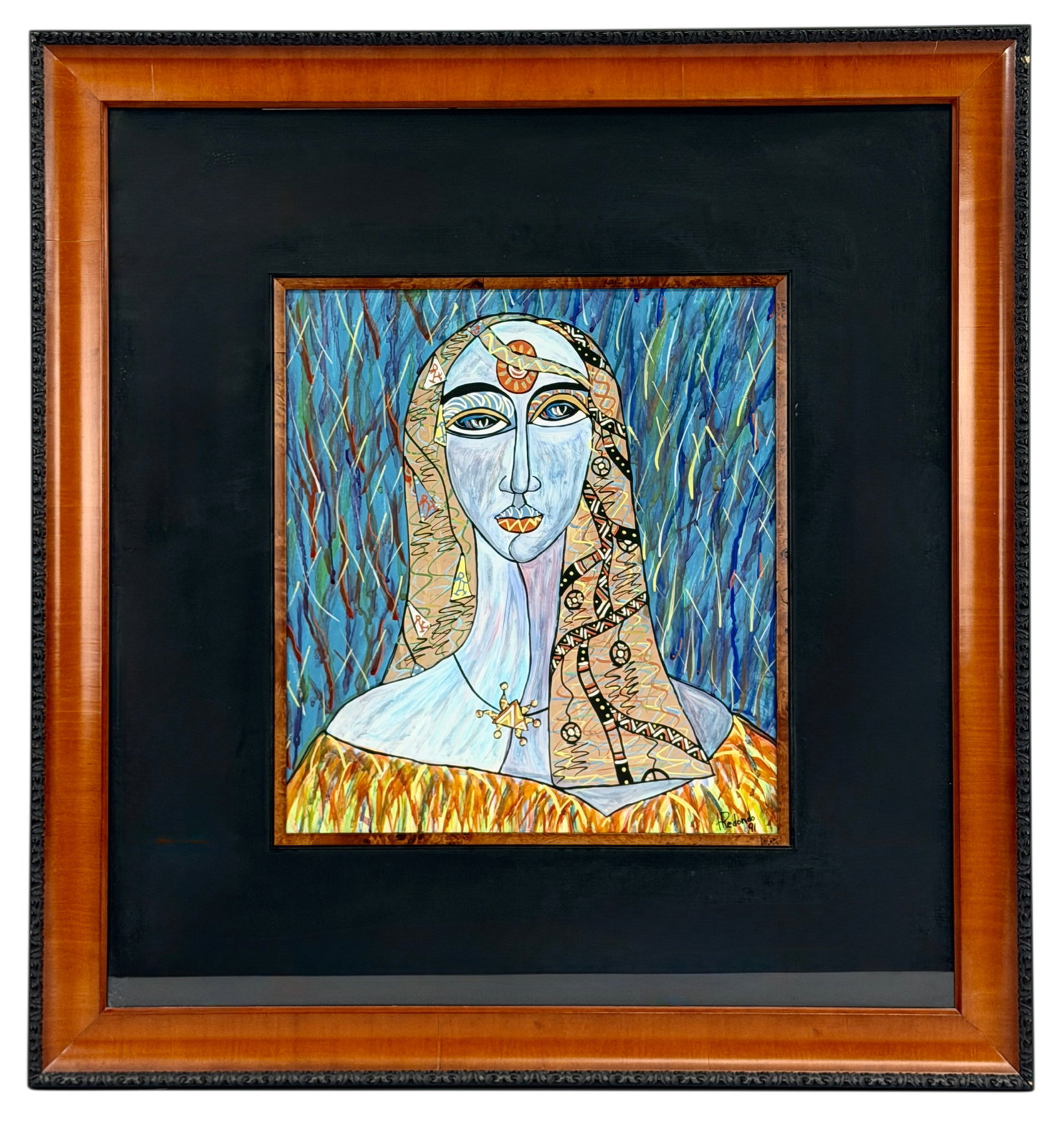 Listed Artist H. Redondo 1991 Vintage Acrylic on Panel Signed Original Artwork Painting Portrait: Listed Artist H. Redondo 1991 Vintage Acrylic on Panel Signed Original Artwork Painting Portrait. A sister painting by the artist sold at auction for 550 USD. Provenance Florida estate find