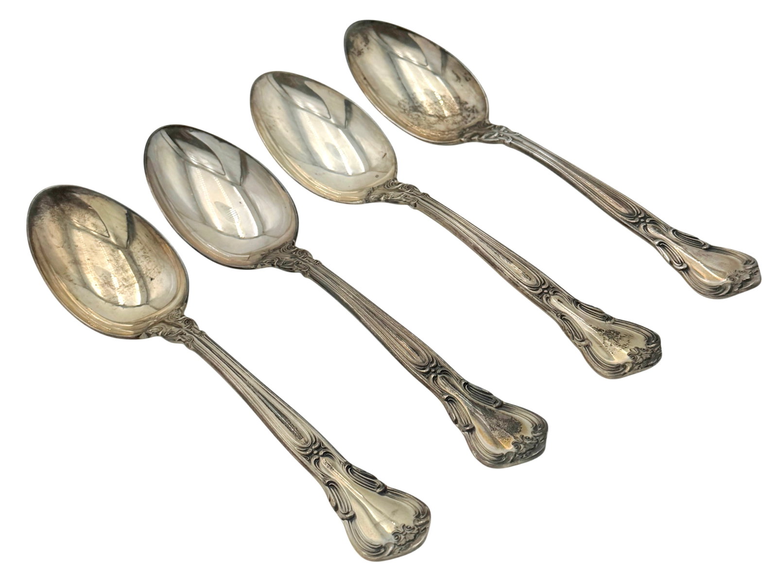 Four Antique Gorham Chantilly Pattern Sterling Silver Spoons No Monogram 123g Total Weight (1 of 6)