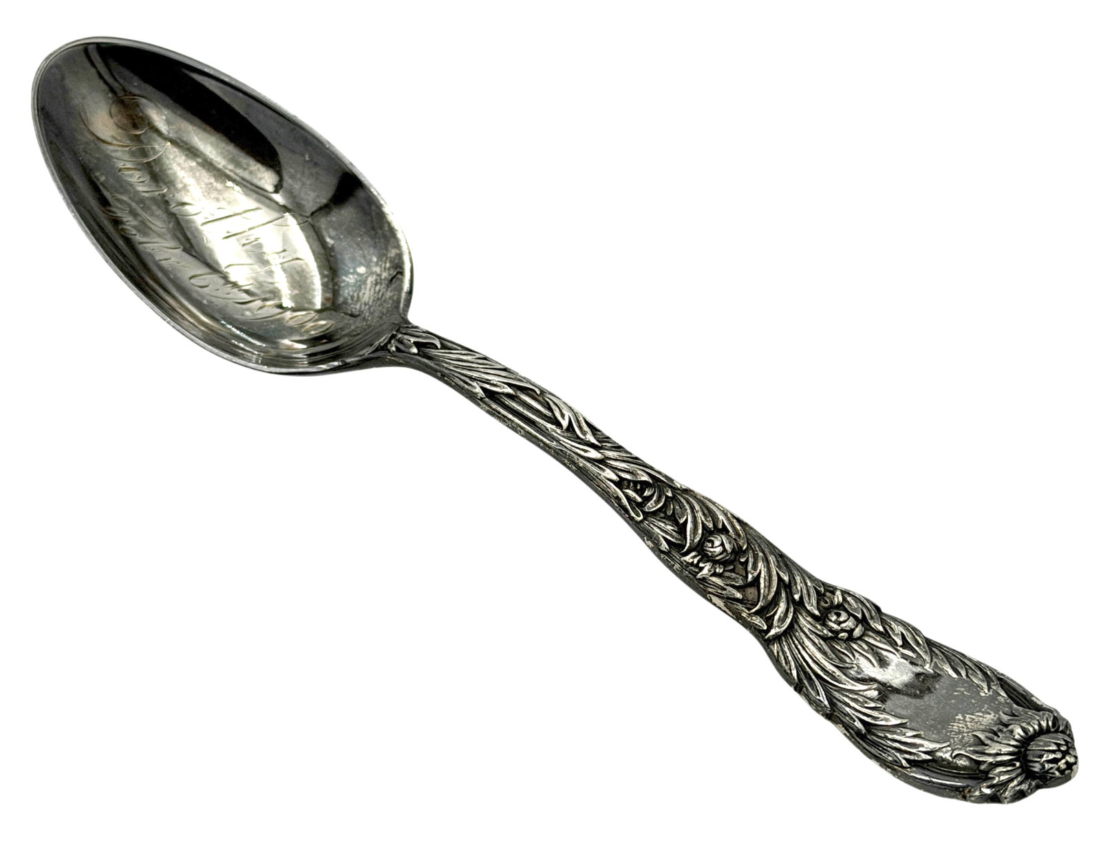 Heavy Antique Tiffany & Co. Sterling Silver Chrysanthemum Spoon with Gilded Basin 54g Dated 1900 (1 of 10)