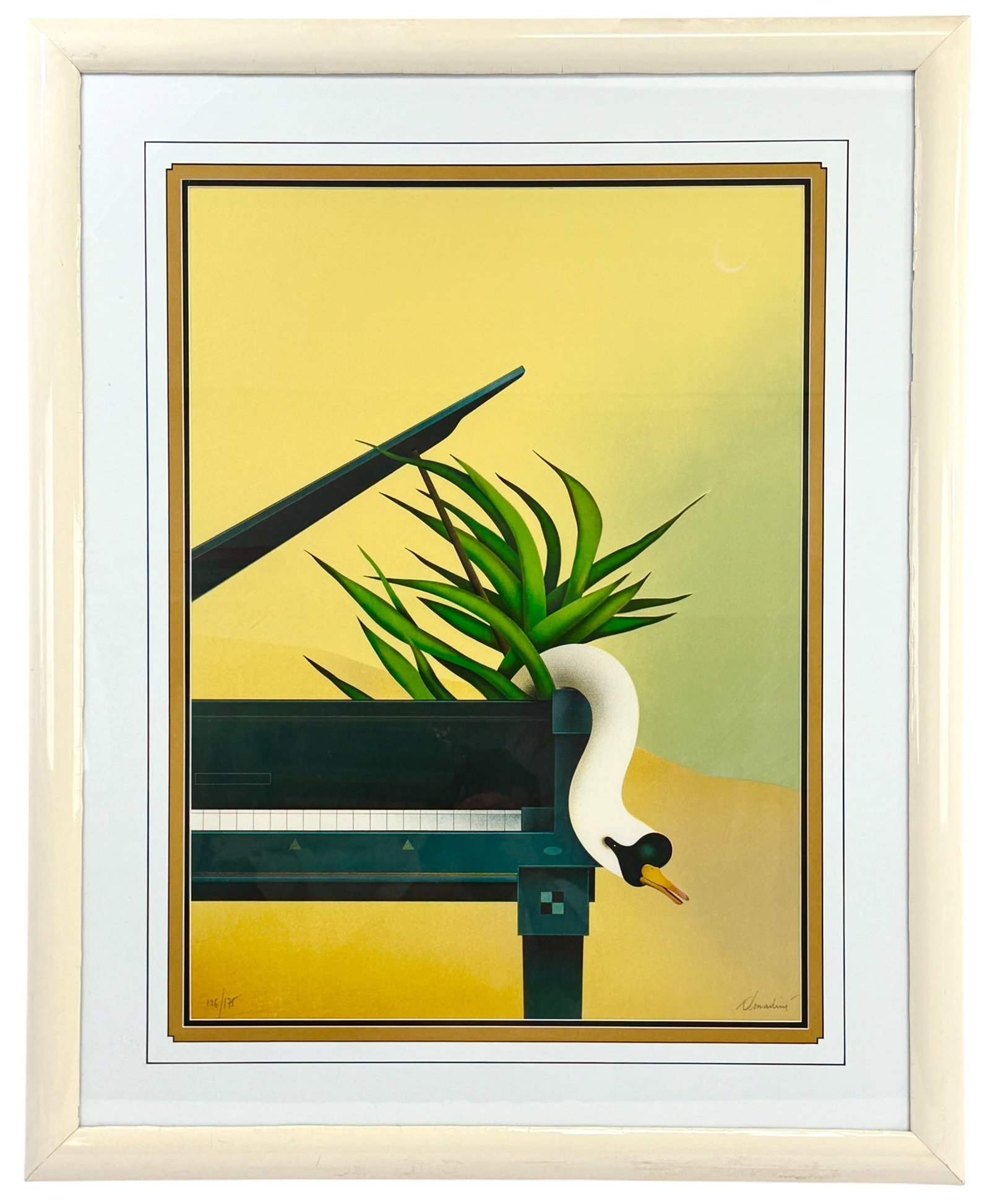 Jean-Paul Donadini (French, b. 1951) Signed Tropicale Swan Piano Numbered Lithograph on Arches Paper (1 of 8)