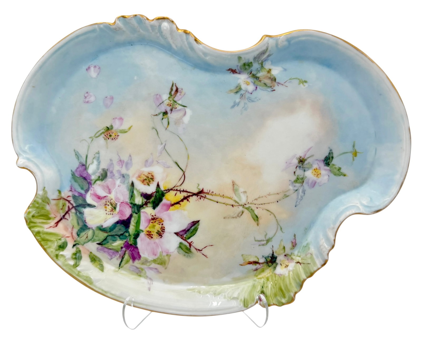 Antique W.G. & Co Limoges France Signed Hand Painted Floral Dish Vanity Tray William Guerin