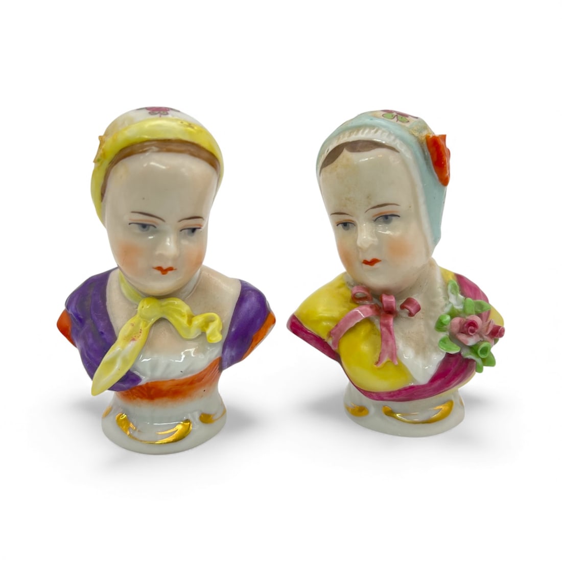 Pair of Antique Continental Miniature Kinderkopfen Bourbon Children Style German Porcelain Figurines (1 of 13)