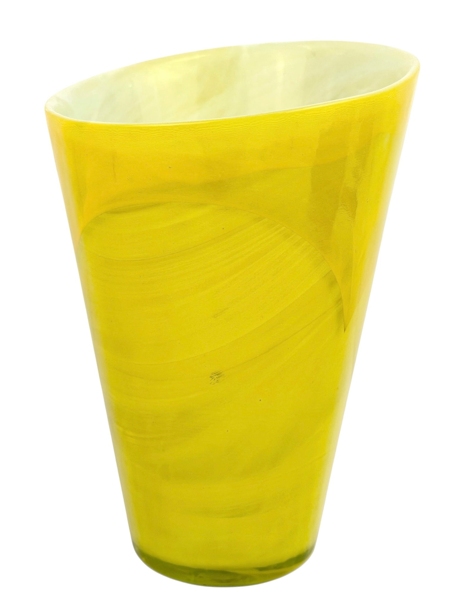 SEA Glasbruk Kosta Swedish Art Glass Lemon Yellow 7.5 Inch Vase Scandinavian Candy Collection: SEA Glasbruk Kosta Swedish Art Glass Lemon Yellow 7.5 Inch Accents Vase Scandinavian Candy Collection Medium Glass Approx. Size 7.5 x 5 in diameter