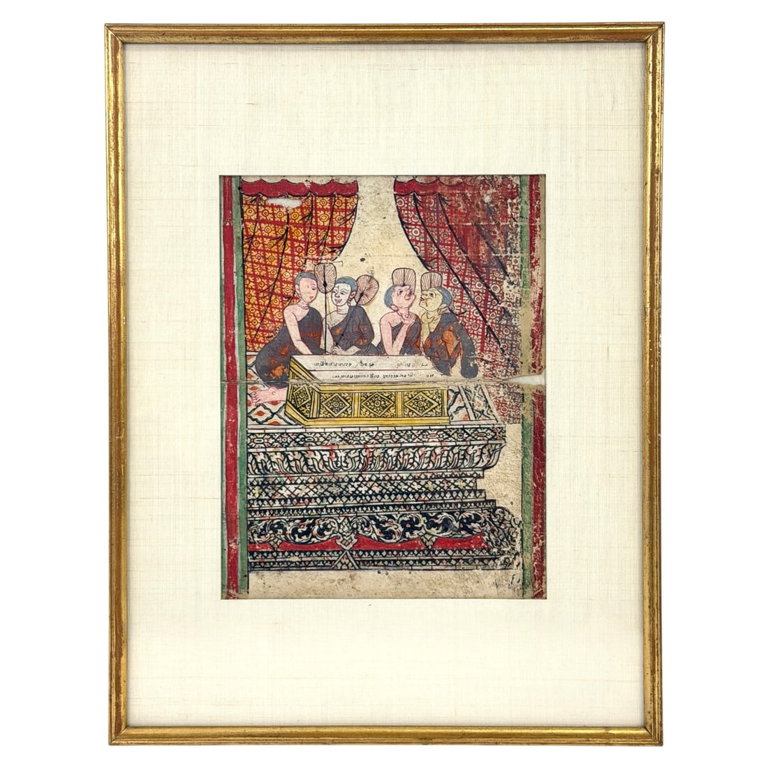 18c or 19c Thai Manuscript Antique Buddhist Text Hand Painted Samut Khoi Inscribed Verso: 18c or 19c Thai Manuscript Antique Buddhist Text Hand Painted Samut Khoi Inscribed Verso Signature Inscribed verso Support 10.125 x 7.25 in paper