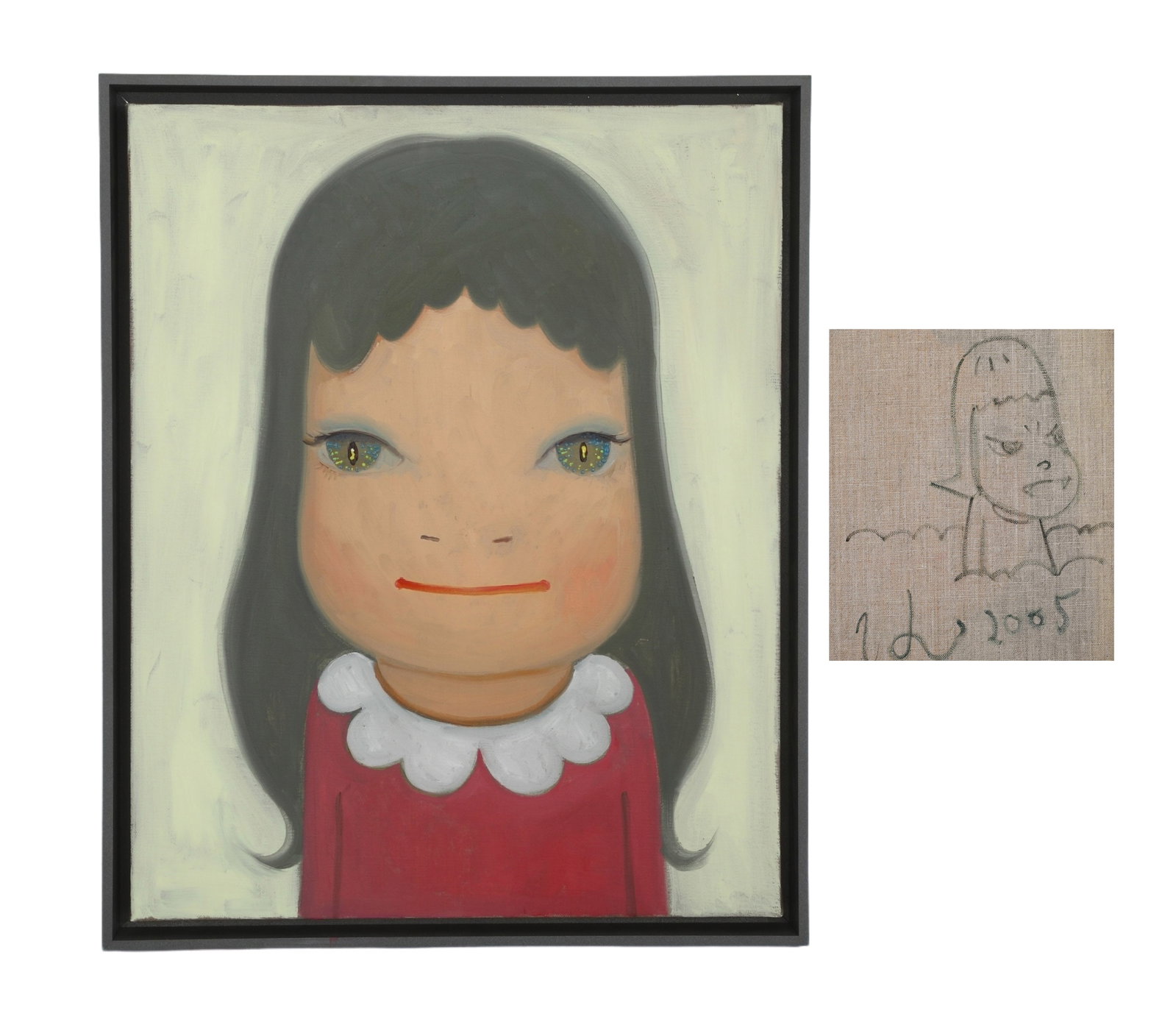 YOSHITOMO NARA (JAPANESE, B. 1959), ATTRIBUTED TO,OIL ON CANVAS, ORIGINAL PERIOD FRAME: H:50cm (19.69in) W:40cm (15.75in) H:43.5cm (17.13in) W:53.5cm (21.06in)The work retains original canvas and period frame with natural signs of age. The painting surface is clean and stable, without vi