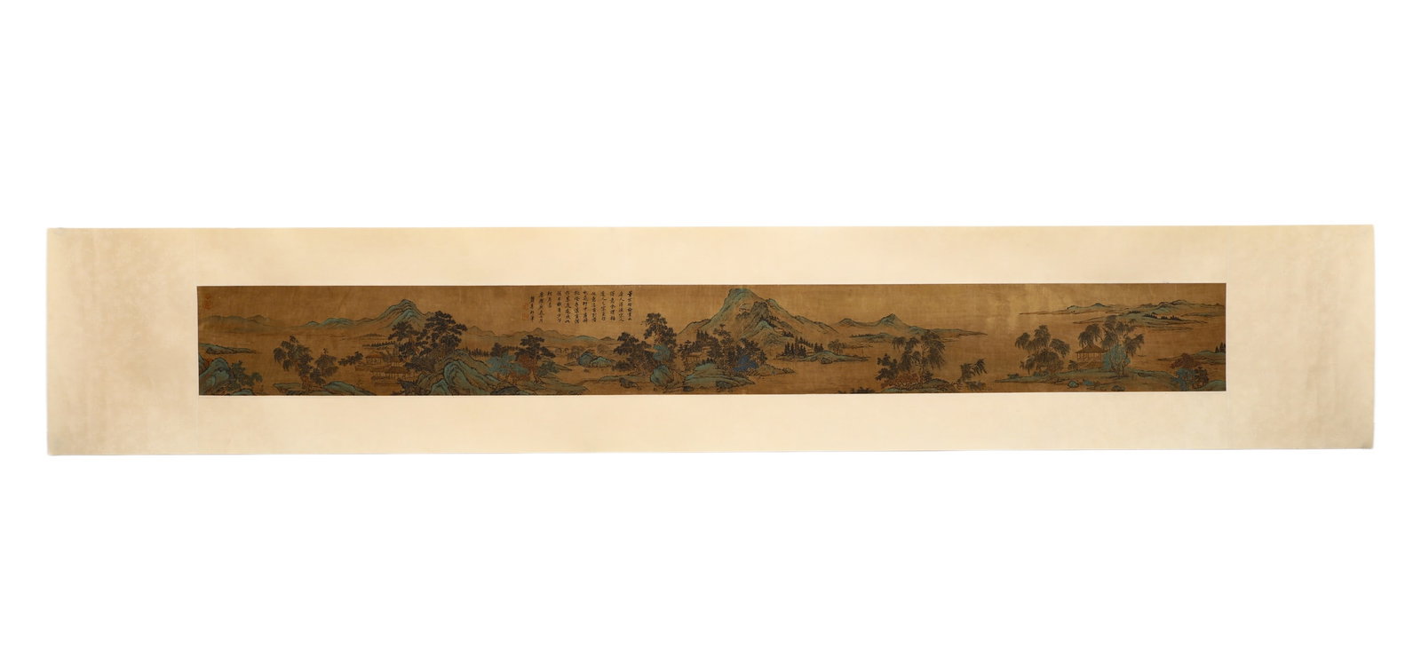 ANONYMOUS ANCIENT LANDSCAPE PAINTING: H:18cm (7.09in) W:177cm (69.69in)