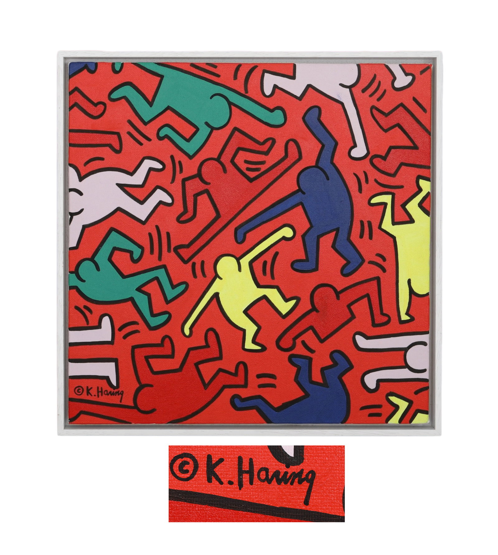 KEITH HARING (AMERICANS, 1958-1990) ATTRIBUTED TO,OIL ON CANVAS, ORIGINAL PERIOD FRAME (1 of 9)