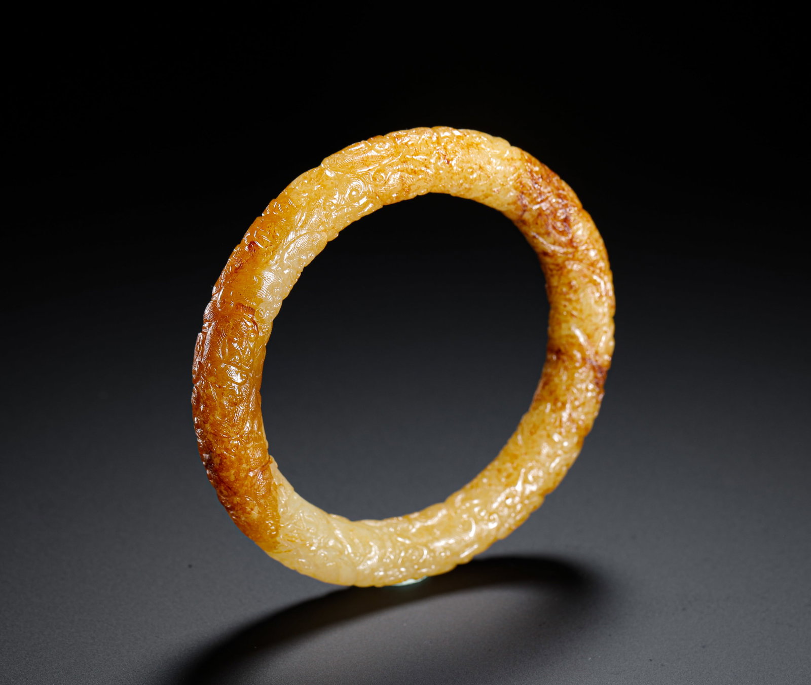 HAN DYNASTY HETIAN WHITE JADE BRACELET: D:8.5cmD:6.3cmWeight:60g