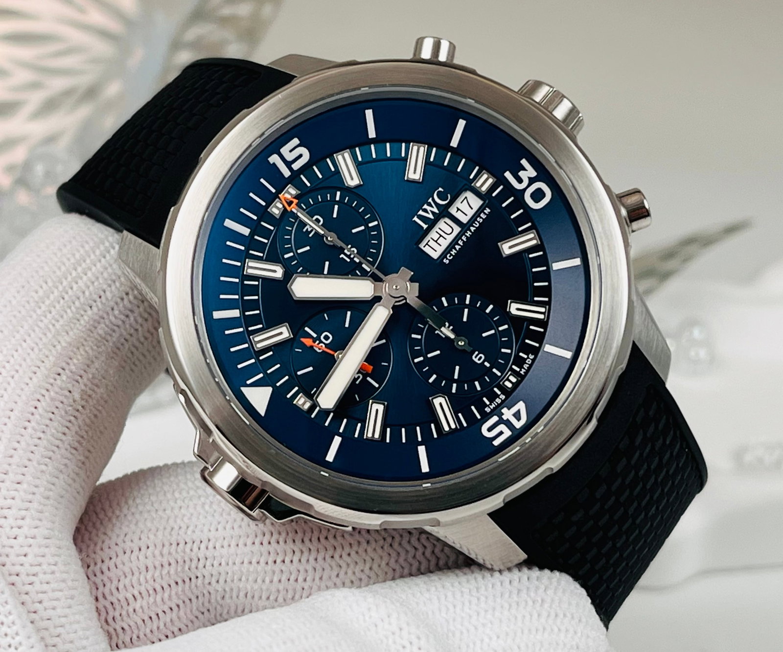 IWC MARINE WATCHES: IW376805 Automatic Mechanical Men's Watch, 44mm Case Diameter, Stainless Steel, Date/Day/Chronograph Functions Working Normally