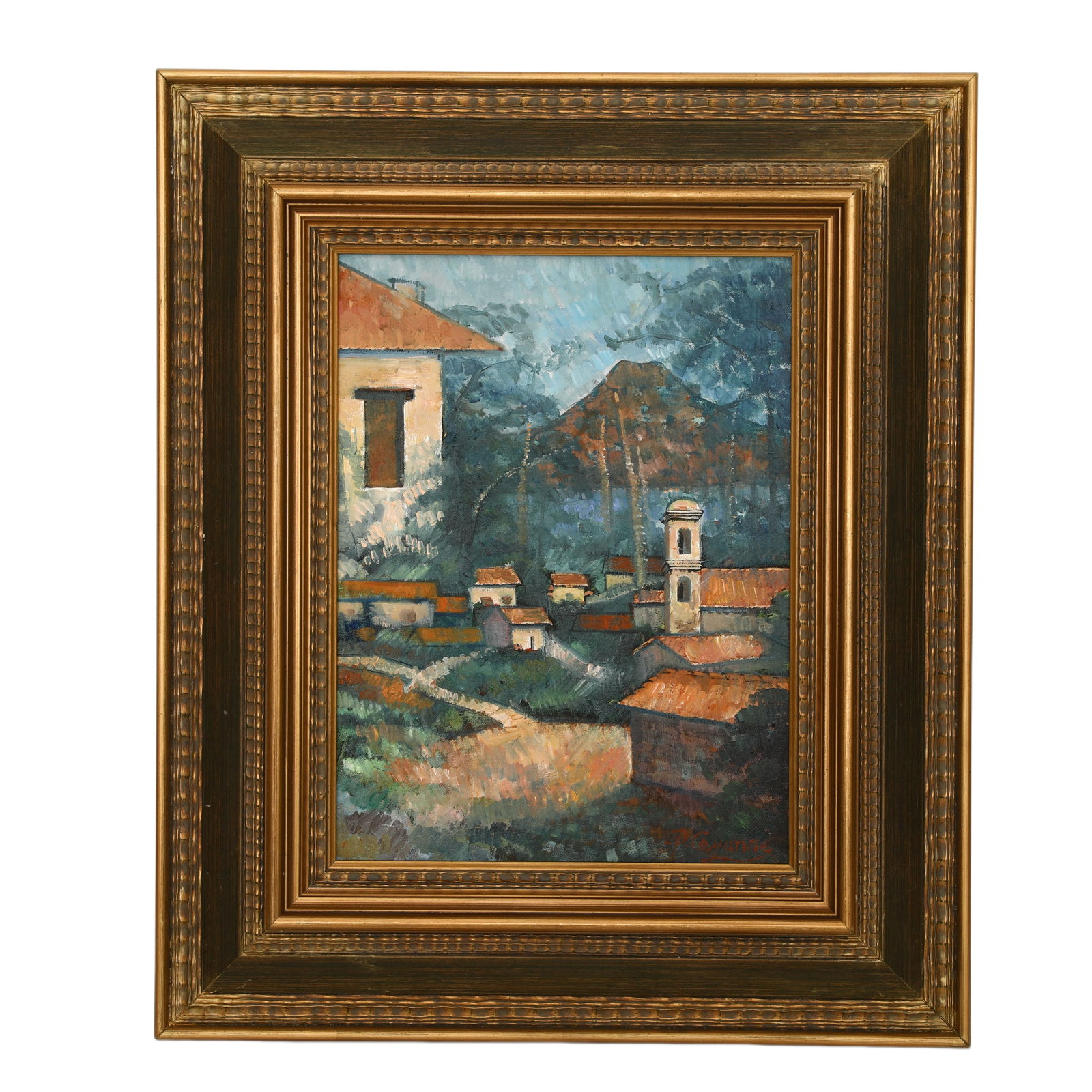 STYLE OF PAUL CEZANNE (FRANCE 1839-1906) ,OIL ON CANVAS, ORIGINAL PERIOD FRAME: H:40cm (15.75in) W:30cm (11.81in) H:66cm (25.98in) W:53cm (20.87in)The work retains original canvas and period frame with natural signs of age. The painting surface is clean and stable, without
