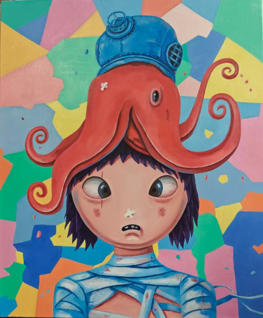 ZHAO LEI, A NAUGHTY KID: 60cmx50cm (23.62in x 19.69in)