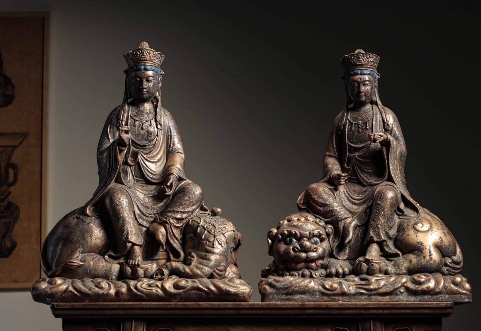 A GILDED BRONZE STATUE OF MANJUSRI BODHISATTVA FROM THE QING DYNASTY