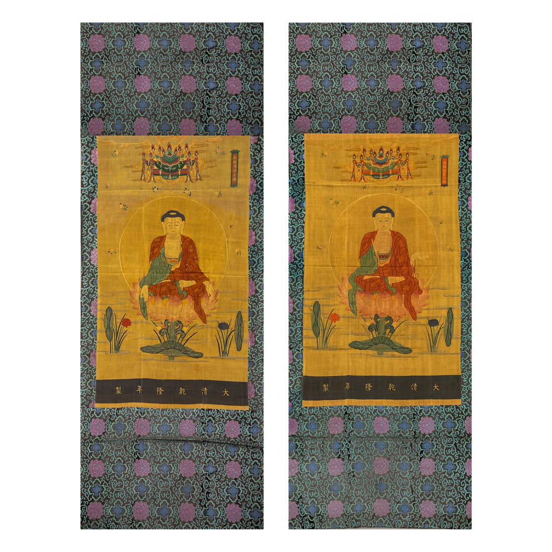 A SET OF THANGKAS OF THE BUDDHA OF INFINITE LIGHT AND THE BUDDHA OF PURE LIGHT FROM THE QING DYNASTY