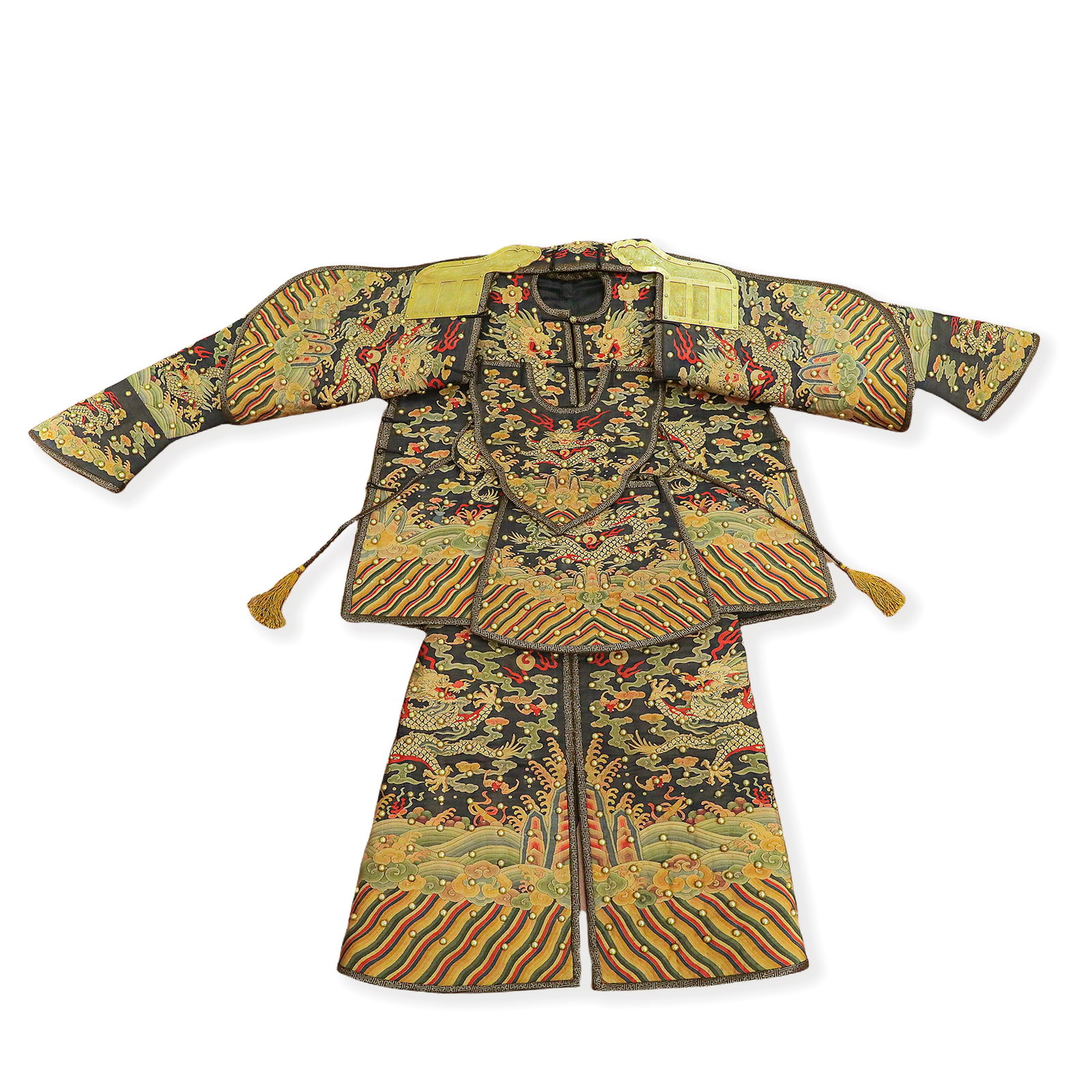 QING DYNASTY GILDED ARMOR SUIT WITH DRAGON PATTERNS