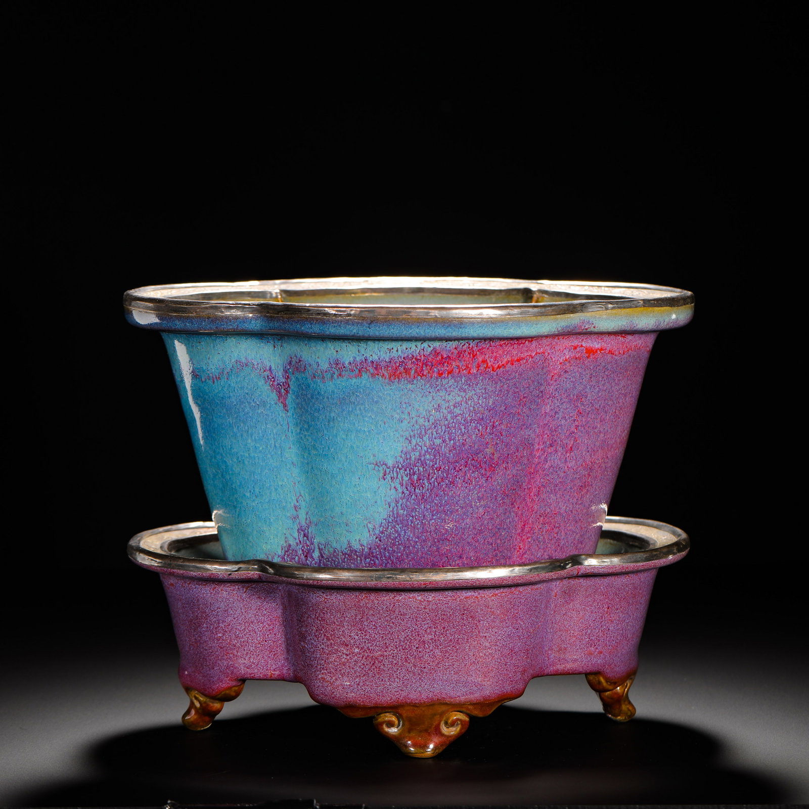 ROSE PURPLE CRABAPPLE FLOWERPOT FROM SONG JUN KILN