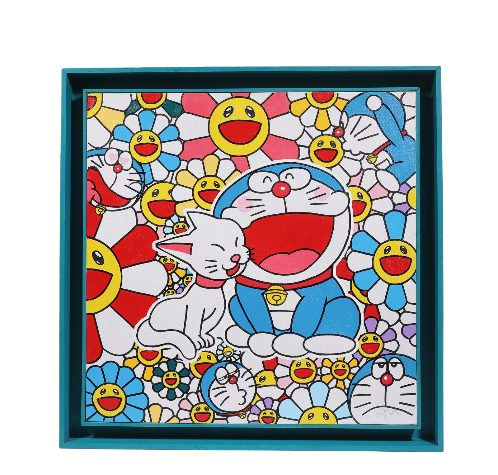 TAKASHI MURAKAMI (B.1962), ATTRIBUTED TO,OIL ON CANVAS, ORIGINAL PERIOD FRAME: H:50cm?19.69 in?W:50cm?19.69 in?H:57cm?22.44 in?W:57cm?22.44 in?The work retains original canvas and period frame with natural signs of age. The painting surface is clean and stable, without visible t