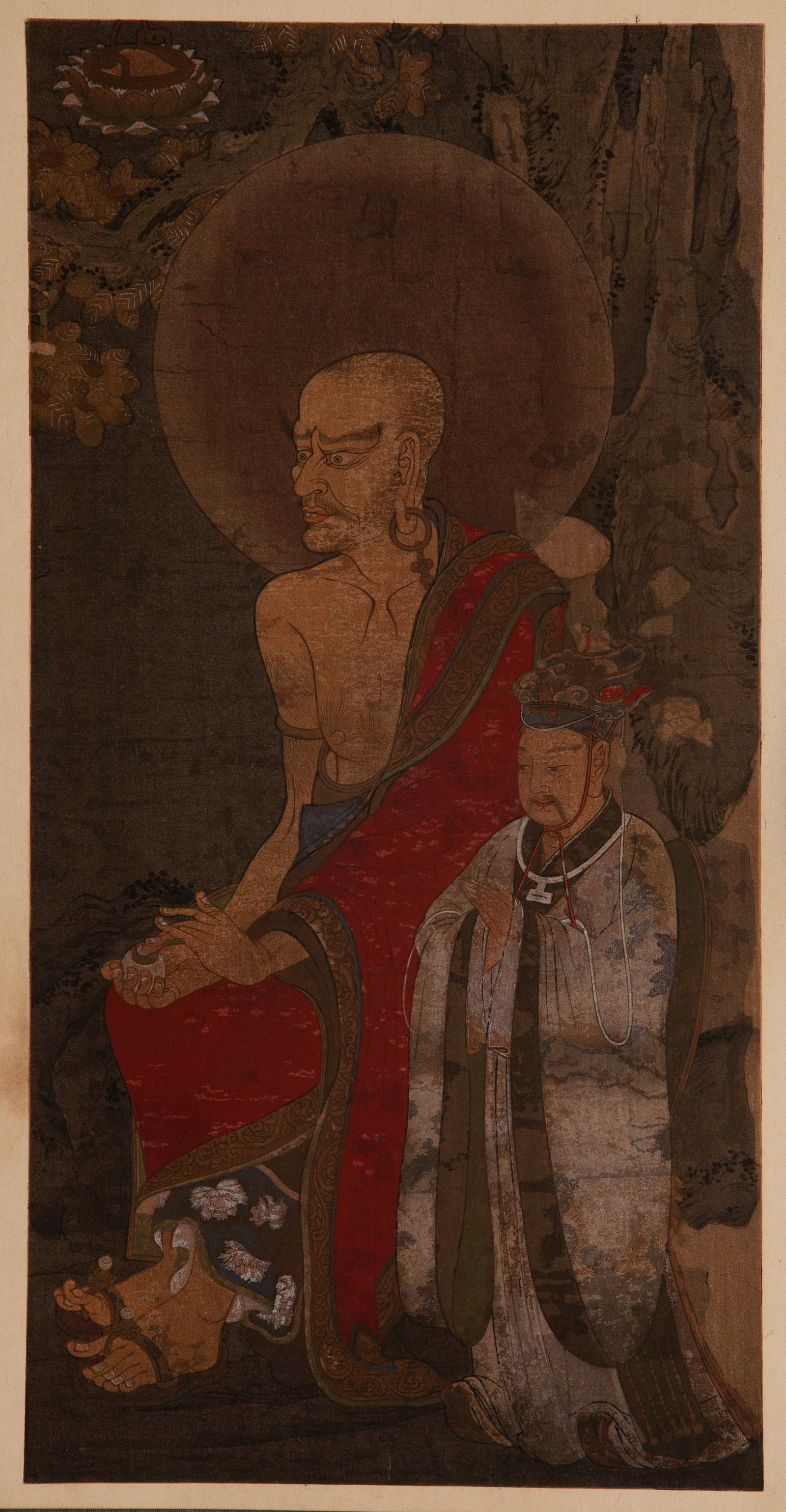 RED ROBE ARHAT WOODBLOCK WATERMARK: 37cm×18.5cm (14.57in × 7.28in)