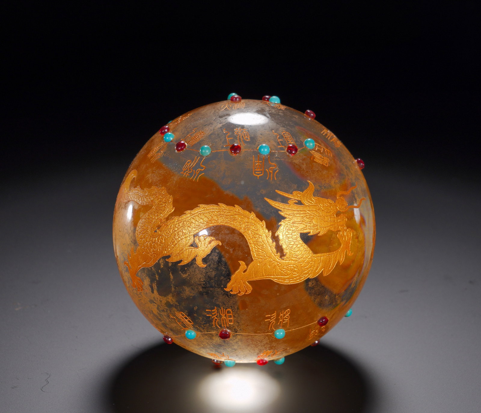 HAN DYNASTY CRYSTAL INLAID GOLDEN DRAGON PATTERN ASTRONOMICAL SPHERE (1 of 11)