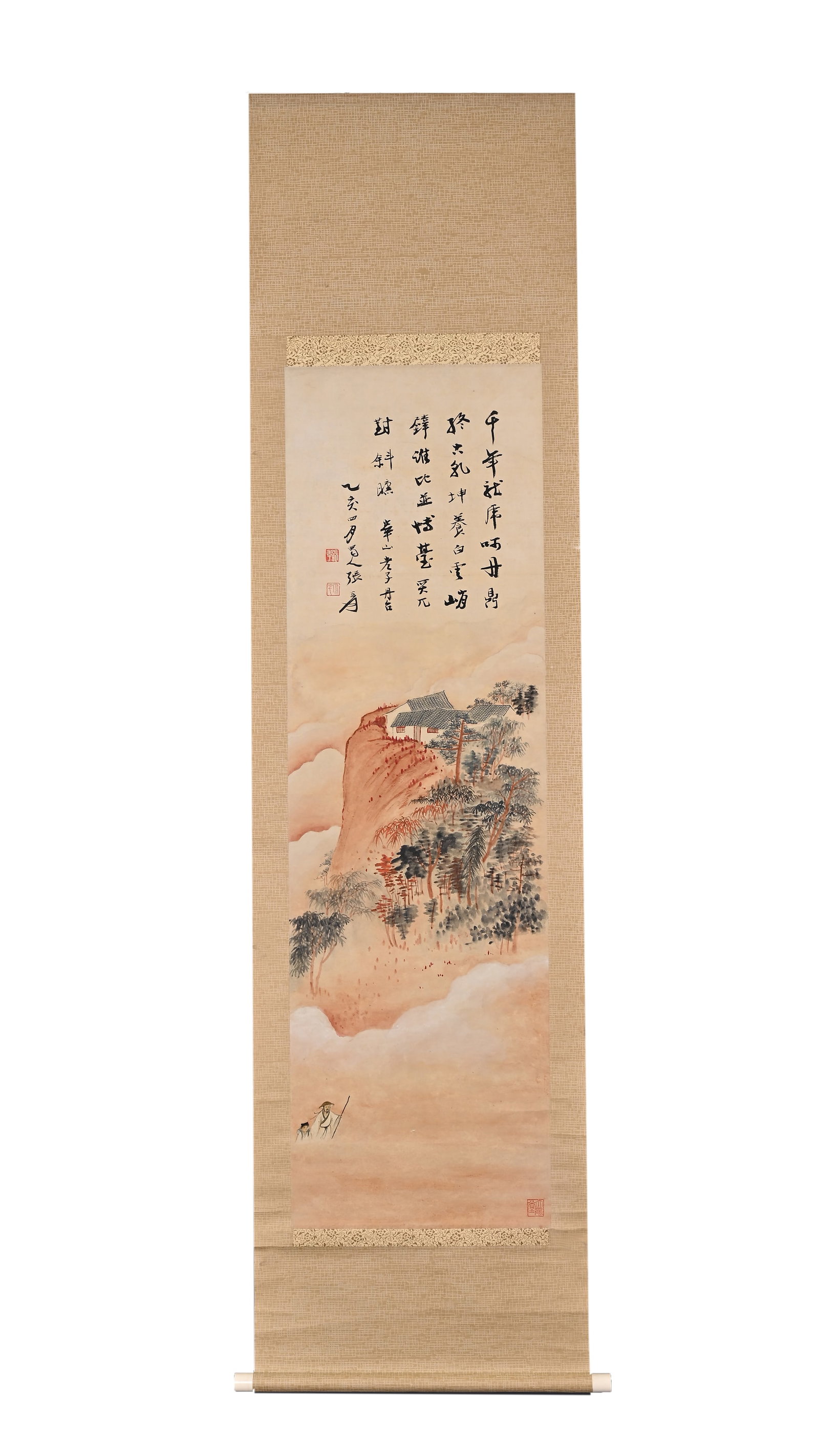 ZHANG DAQIAN (1899-1983) LIGHT CRIMSON LANDSCAPE PAINTING (1 of 9)