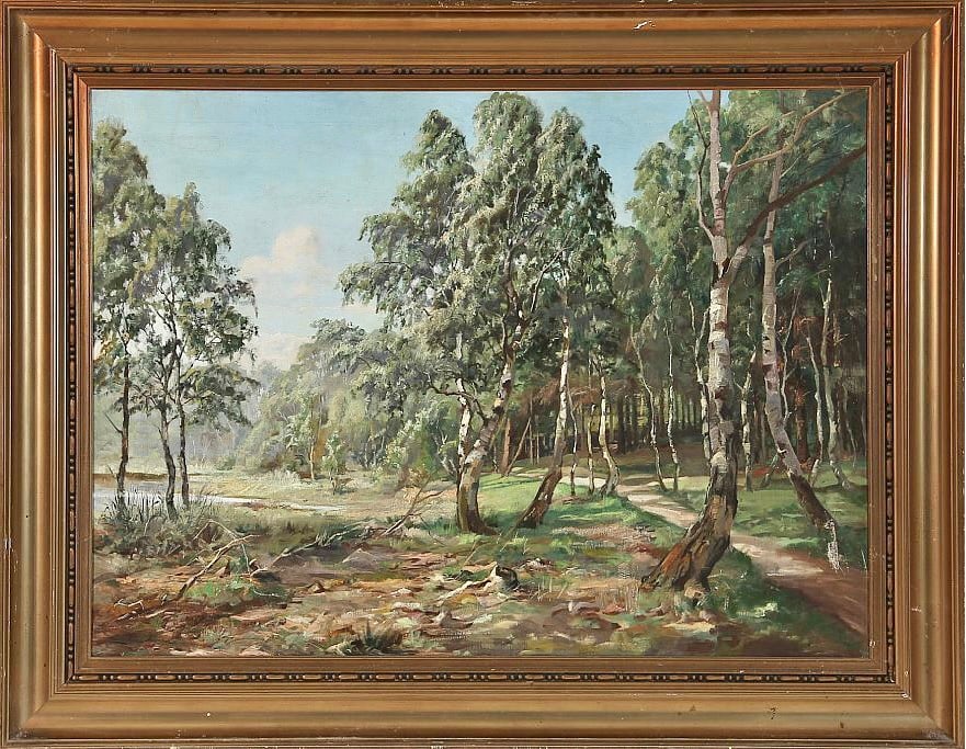 Early 20th-century canvas painting "The Jungle": 117 X 91cm93.5 X 69cm