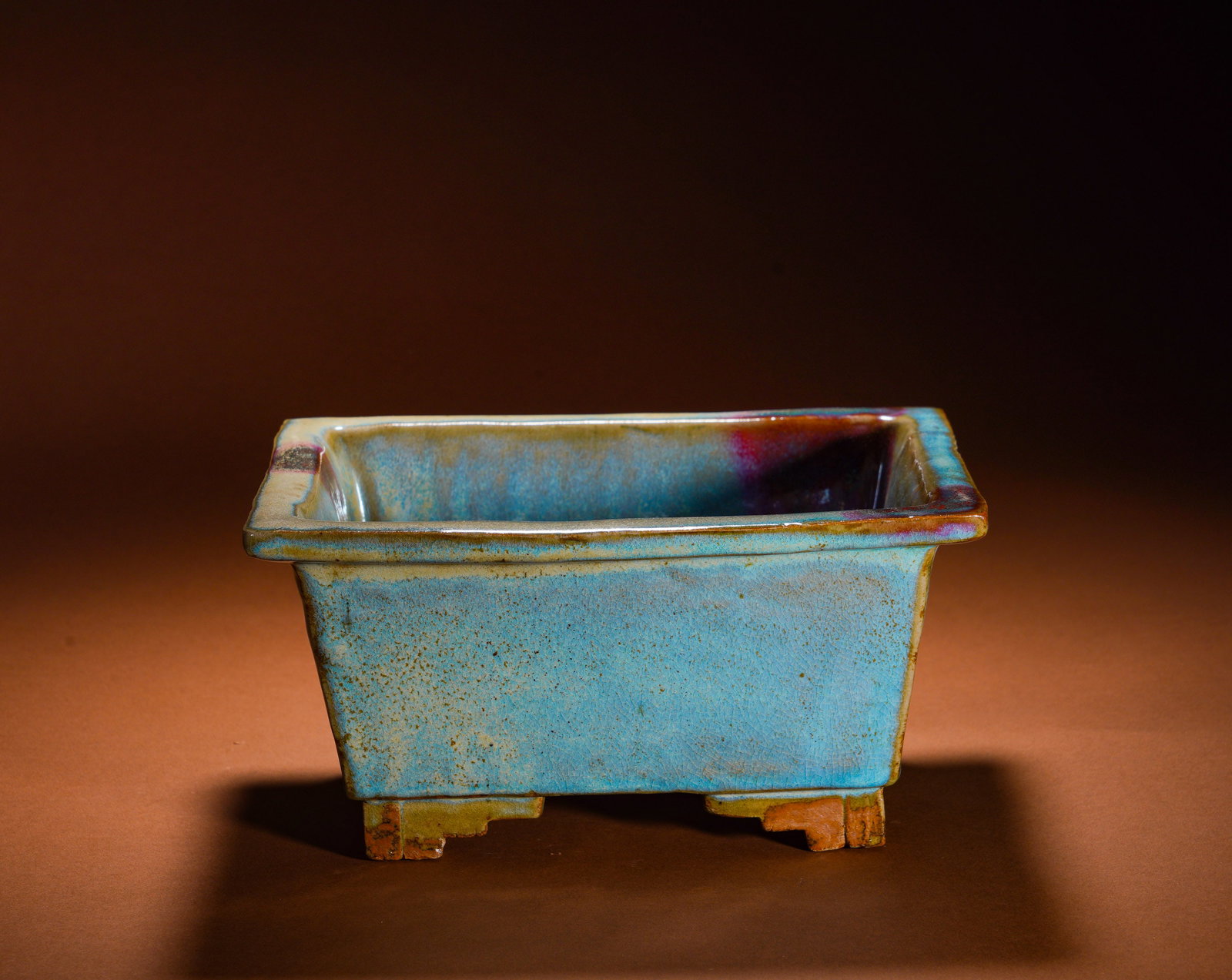 Song Dynasty Jun kiln rectangular folding edge flowerpot (1 of 11)