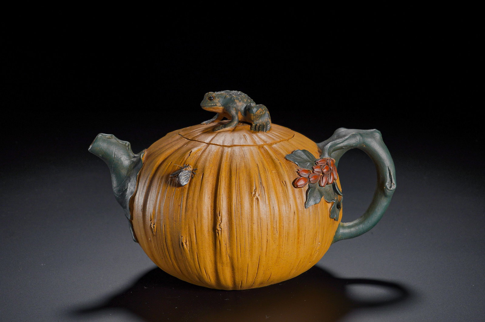Section clay painted frog pumpkin purple clay teapot (1 of 11)