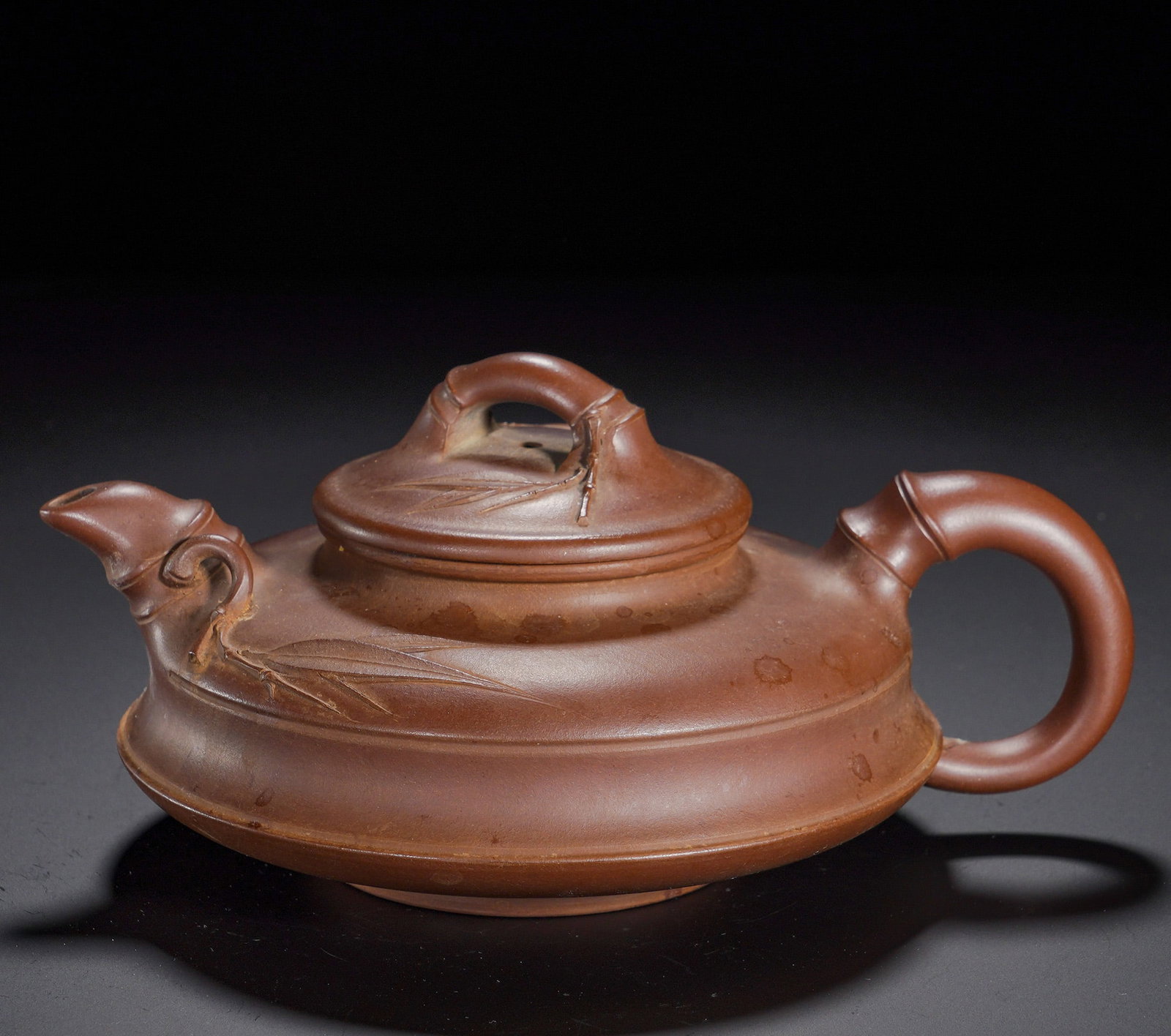 Purple clay flat bamboo section purple clay teapot (1 of 10)