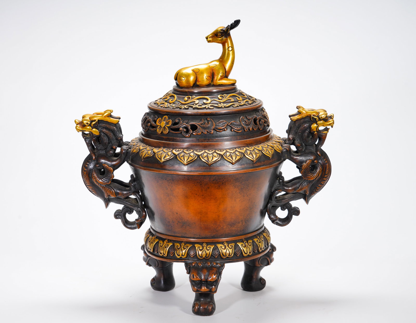 Ming Dynasty Xuande bronze partially gilded incense burner (1 of 13)