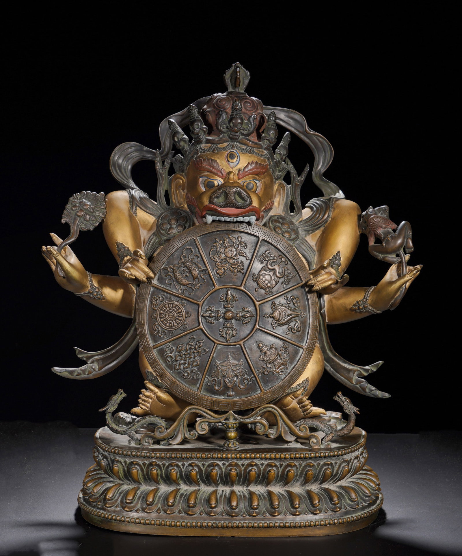 A gilded bronze statue of the six-armed Rahu star from Yongle, Ming Dynasty (1 of 16)