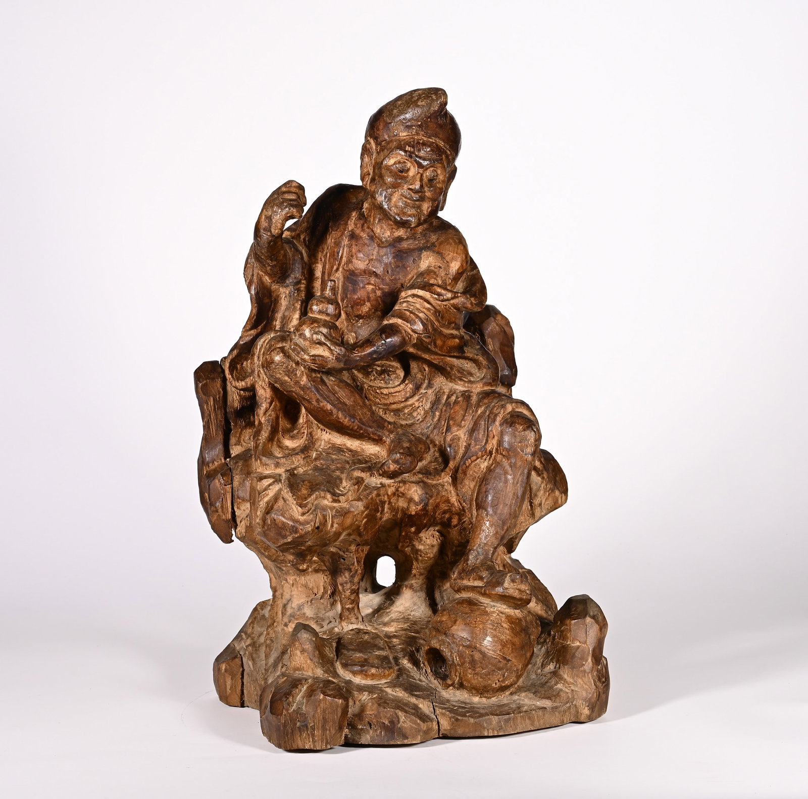 Qing Dynasty Huanghuali figures: Height:42cm(16.54in), Width:23cm(9.06in), Weight:3810g (8.399lb)