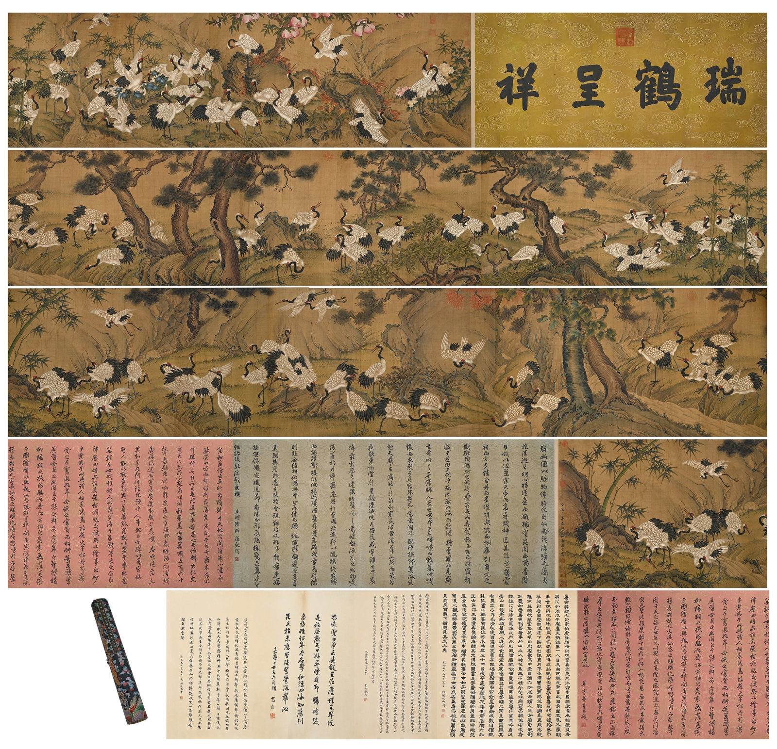 Ming Tang Yin (1470-1524) Painted a fine Scroll of auspicious cranes presenting good fortune (1 of 20)