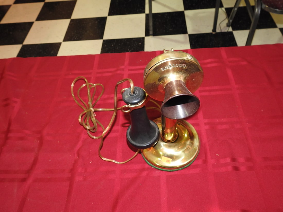 Kellog Brass Candlestick Telephone with Receiver (1 of 6)
