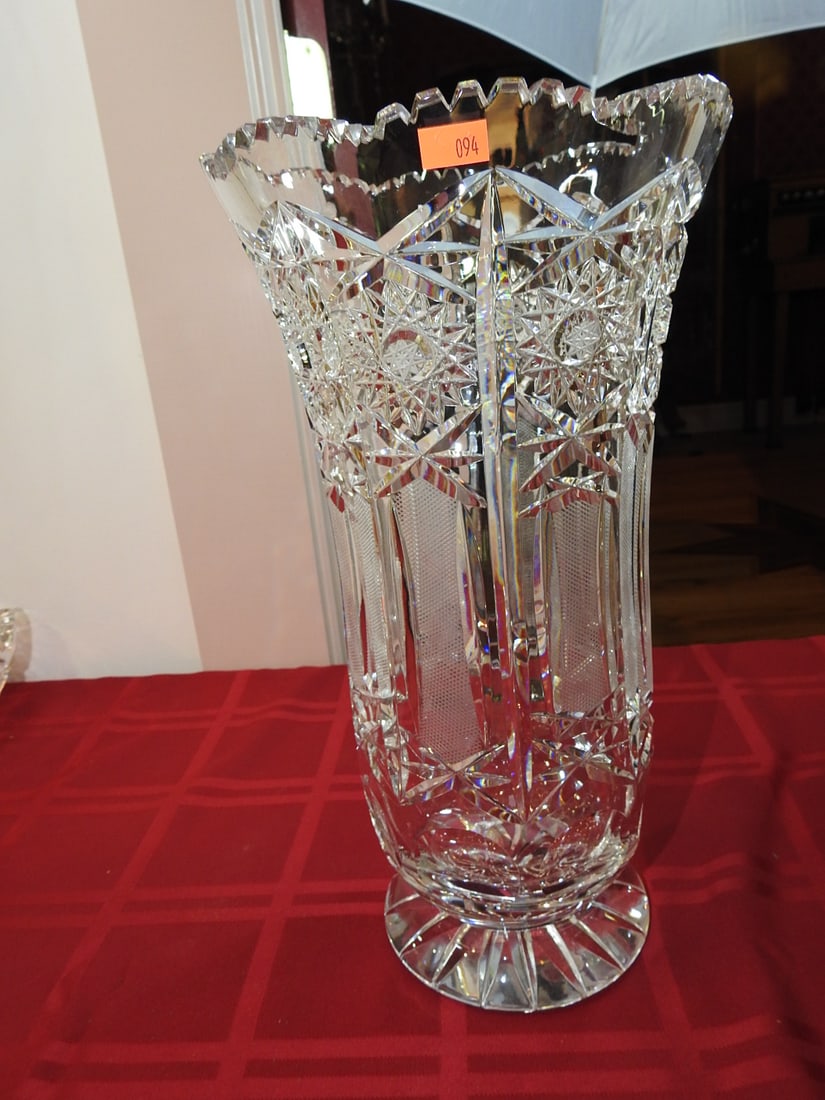 Large ABP Cut Glass Trumpet Vase (1 of 4)