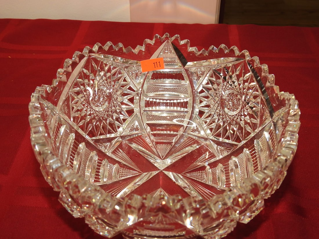 ABP Cut Glass Master Berry / Fruit Bowl: American Brilliant Period hand-cut glass master berry or fruit bowl. Approx. 3 x 7.25 x 7.25 in. No direct lot photos were included in the provided archives. Shows age-appropriate handling wear and