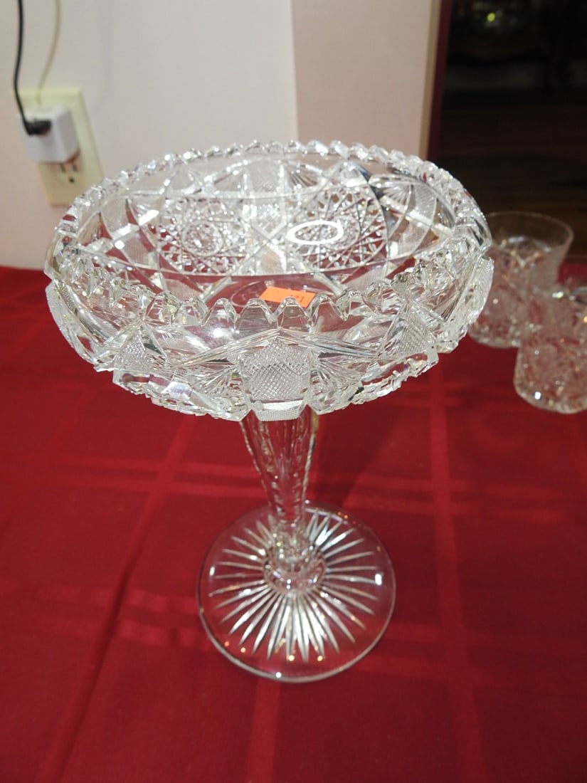Tall Cut Glass Pedestal Compote (1 of 4)