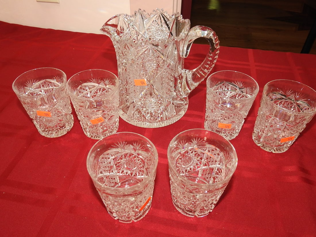 Cut Glass Tankard Water Set with Tumblers (1 of 7)