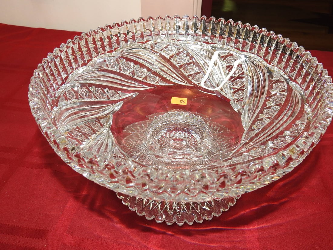 Cut Glass Footed Compote / Centerpiece Bowl (1 of 9)