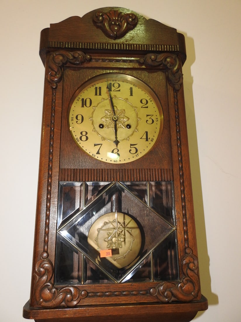 German Wall Clock with Cut Glass (1 of 11)