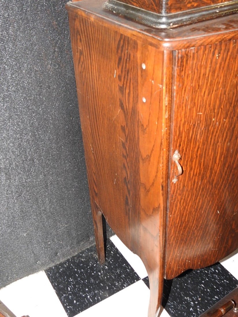 Antique Oak Curved Front Cabinet - 2