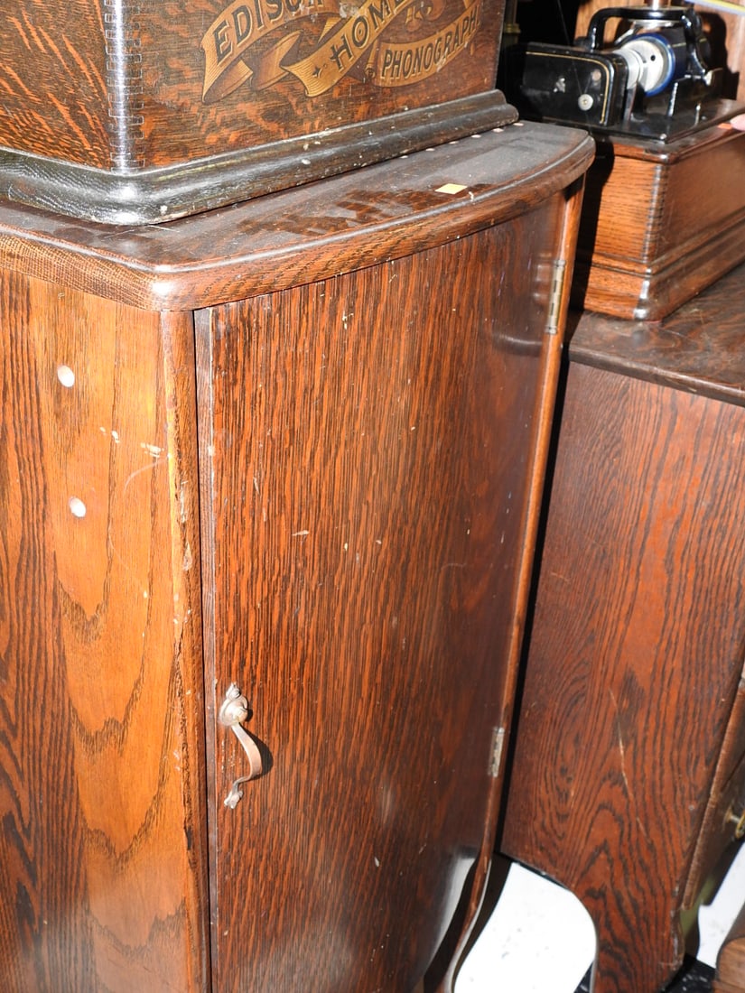 Antique Oak Curved Front Cabinet - 3