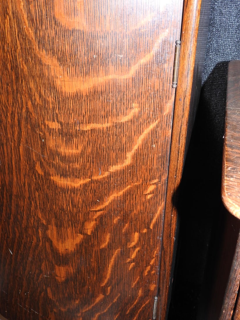 Antique Oak Curved Front Cabinet - 4