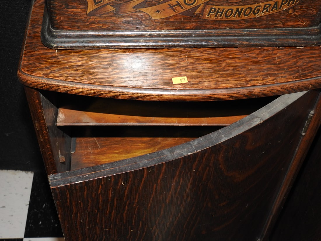 Antique Oak Curved Front Cabinet - 8