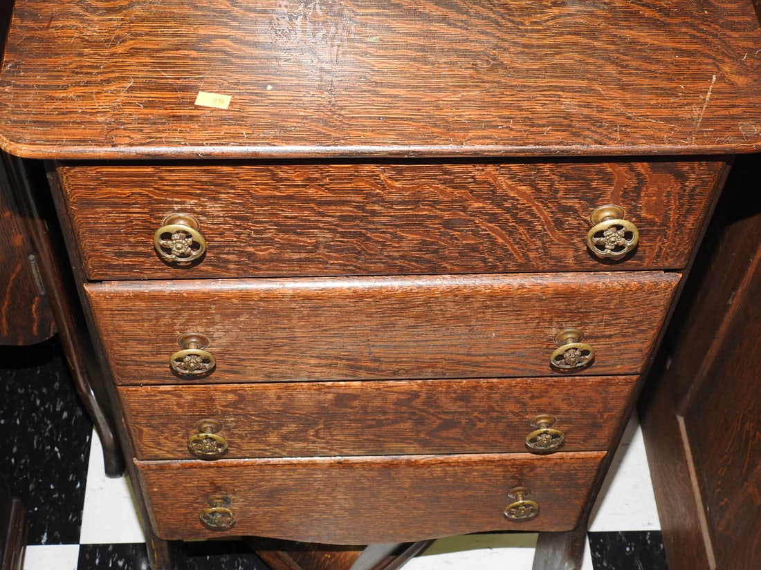 Antique Oak Multi-Drawer Cabinet - 3