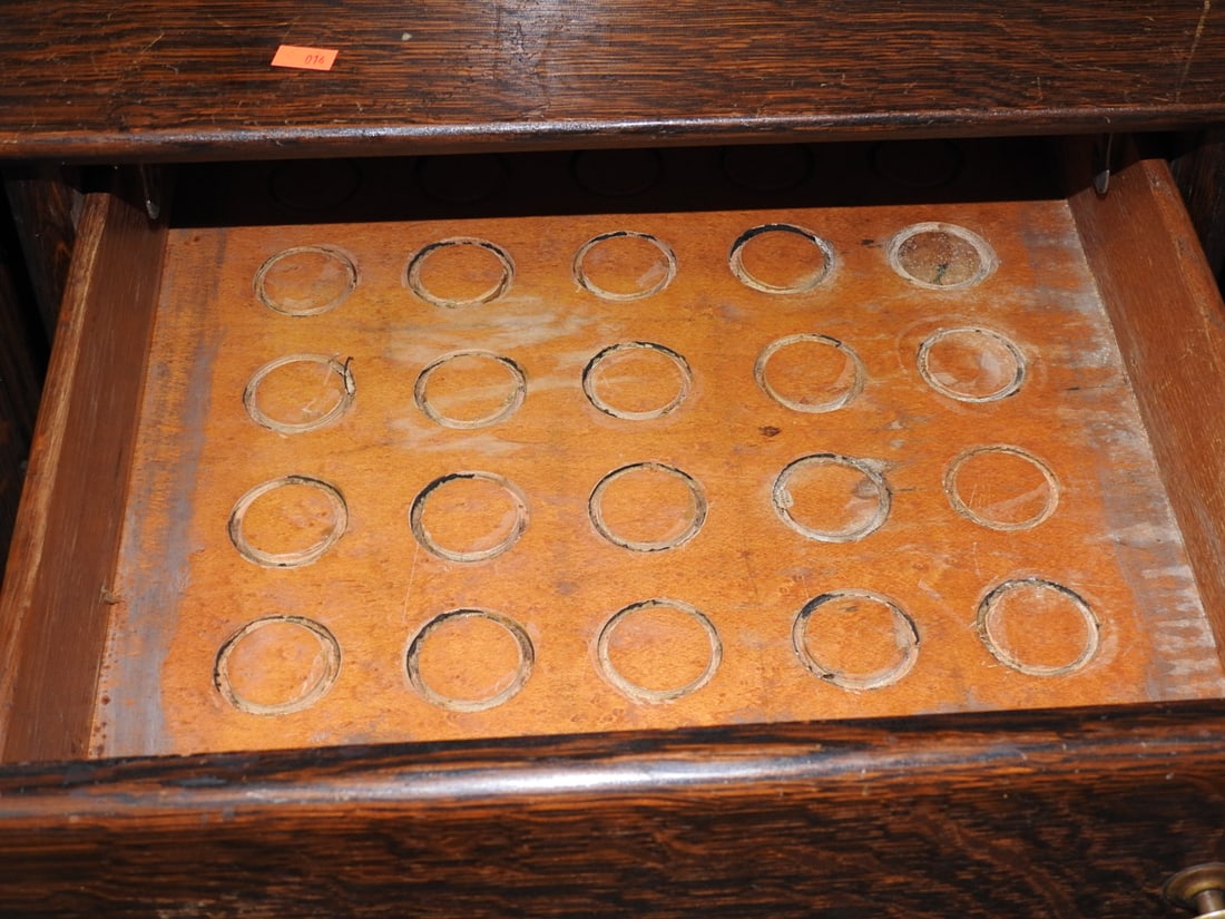 Antique Oak Multi-Drawer Cabinet - 4